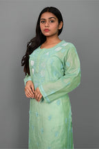Almond Tissue Kurti with Cutdana and Sequence Work