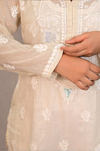 Almond Tissue Kurti with Cutdana and Sequence Work