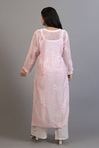 Queen Pink Chanderi Kurti With Ghaspati Work