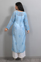 Queen Pink Chanderi Kurti With Ghaspati Work