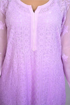 Shaded Lavender Viscose Kurti with Resham Thread Jaal Work