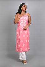 Lemon Meringue Yellow Spaghetti Kurti with Ghas Pati Work