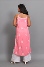 Lemon Meringue Yellow Spaghetti Kurti with Ghas Pati Work