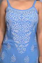 Lemon Meringue Yellow Spaghetti Kurti with Ghas Pati Work