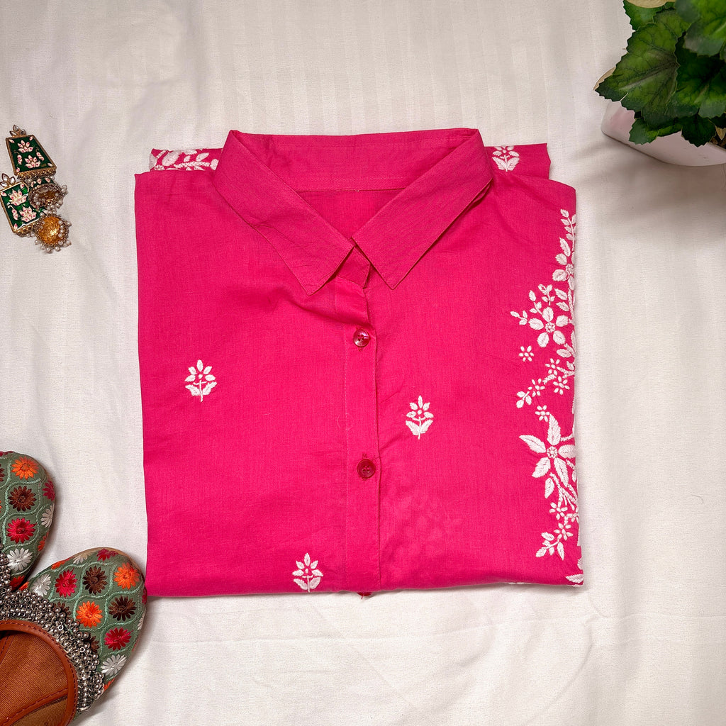 NOOR-E-ISHQ Chikankari Shirt Pink