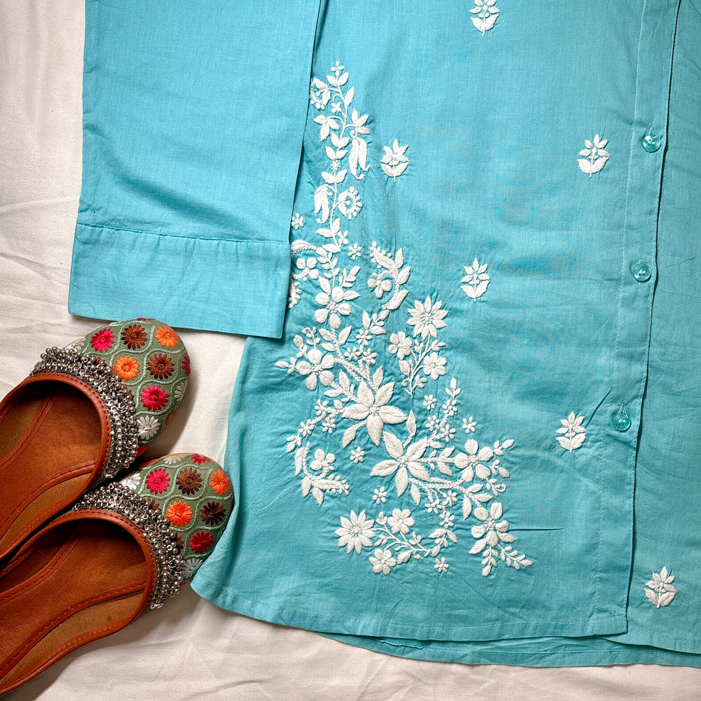 NOOR-E-ISHQ Chikankari Shirt Pista Green