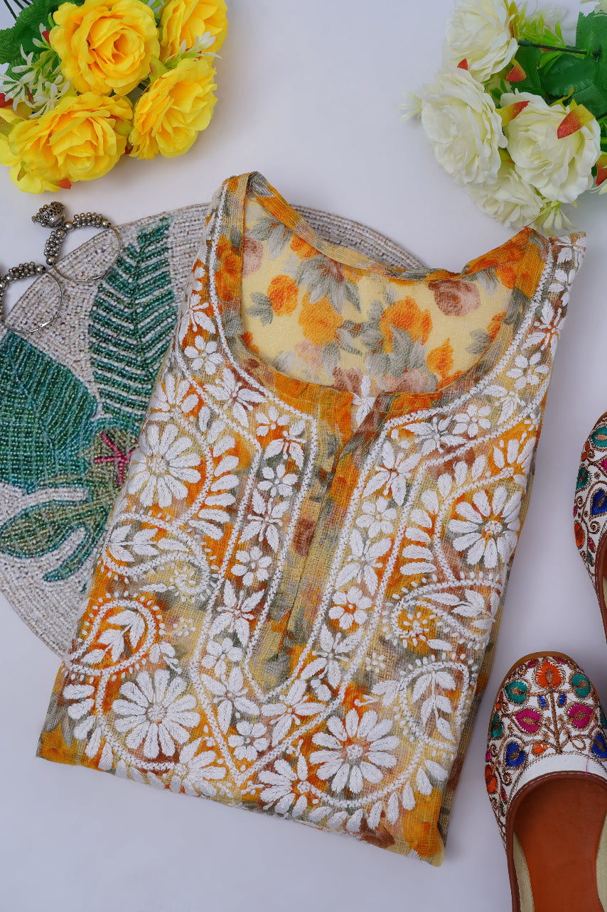 Noor-e-Kota Chikankari kurta