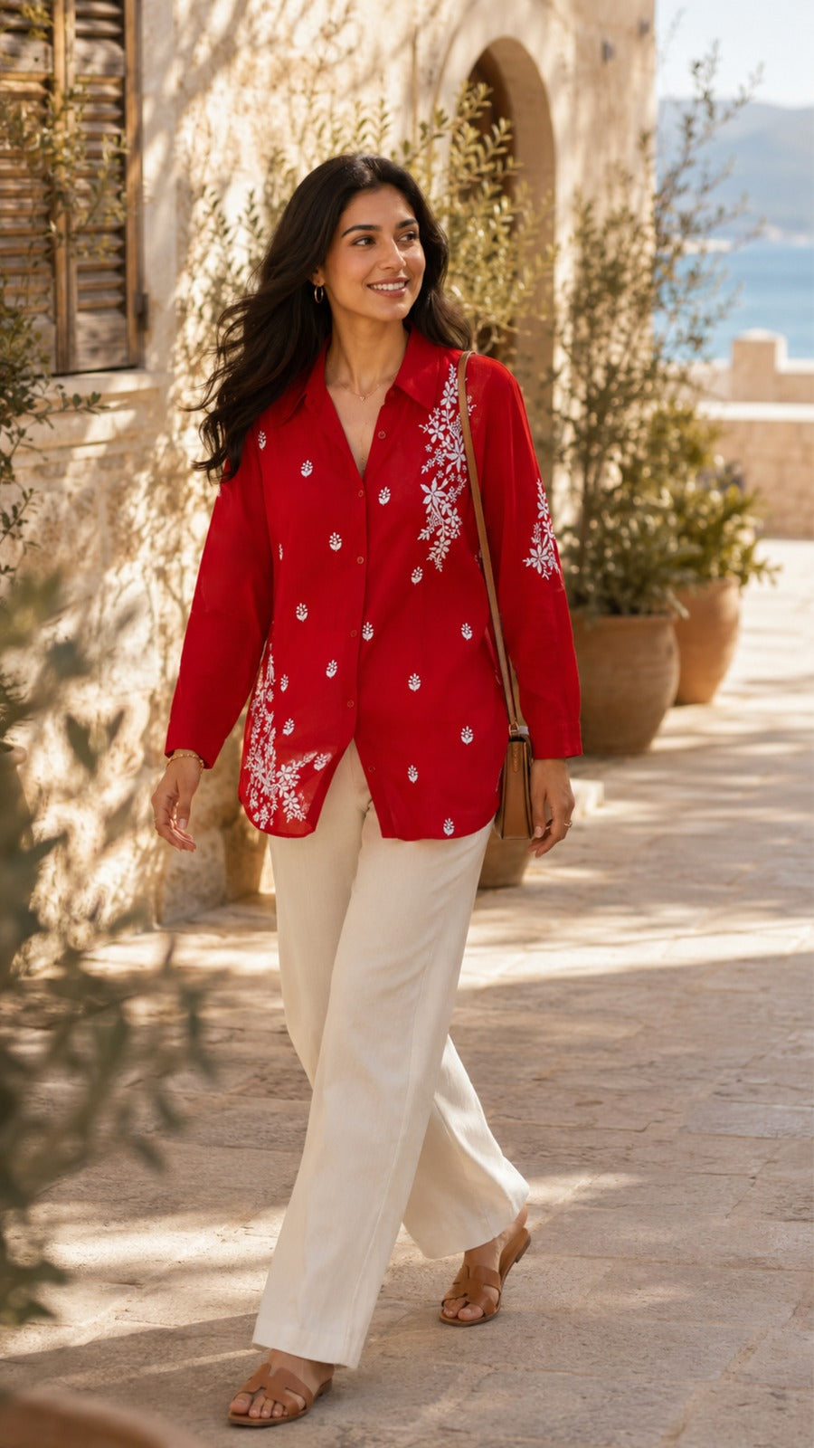 NOOR-E-ISHQ Chikankari Shirt Red