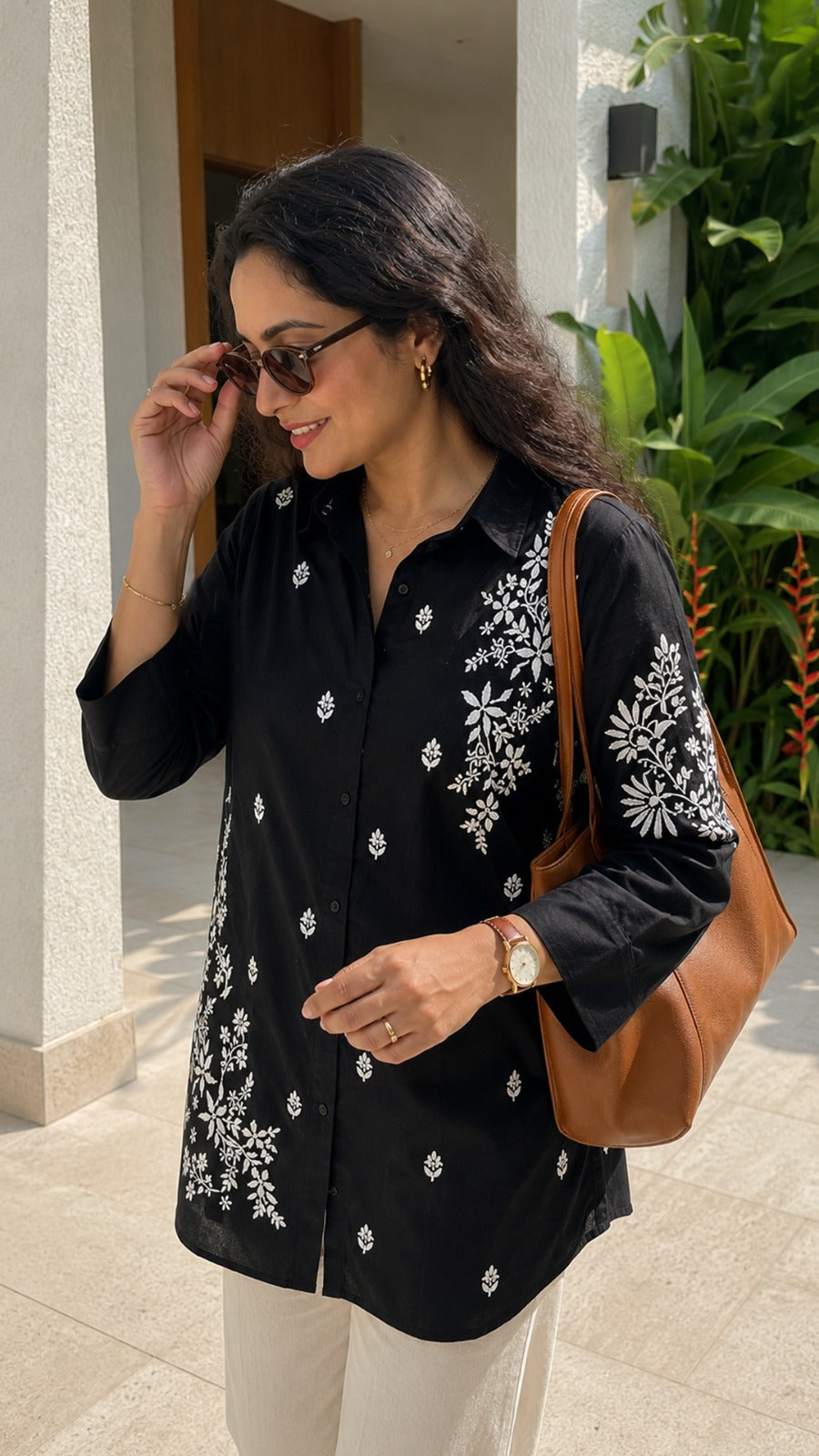 NOOR-E-ISHQ Chikankari Shirt black
