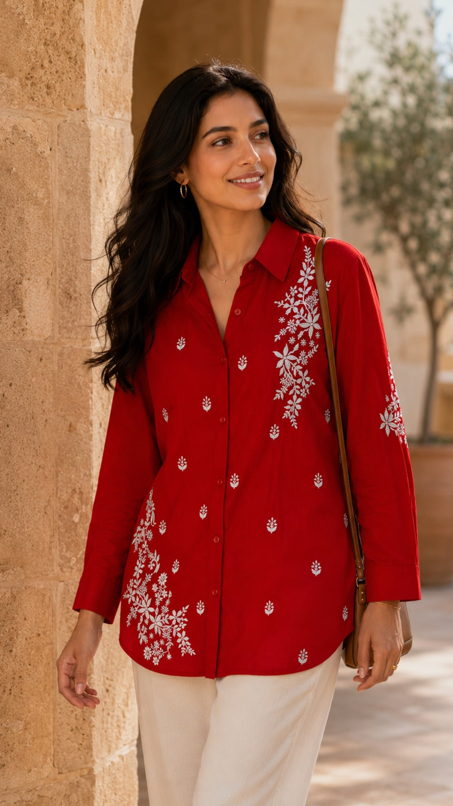 NOOR-E-ISHQ Chikankari Shirt Red
