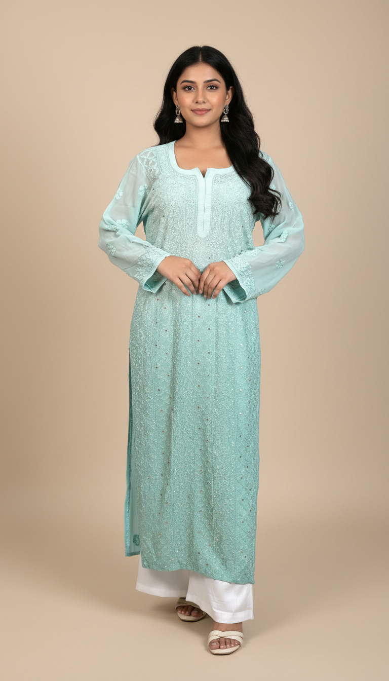 Shaded Opal Green Mukaish