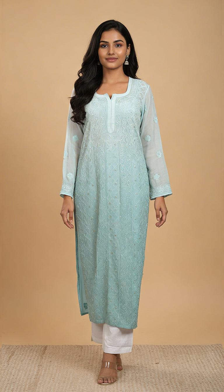 Shaded Opal Green Mukaish