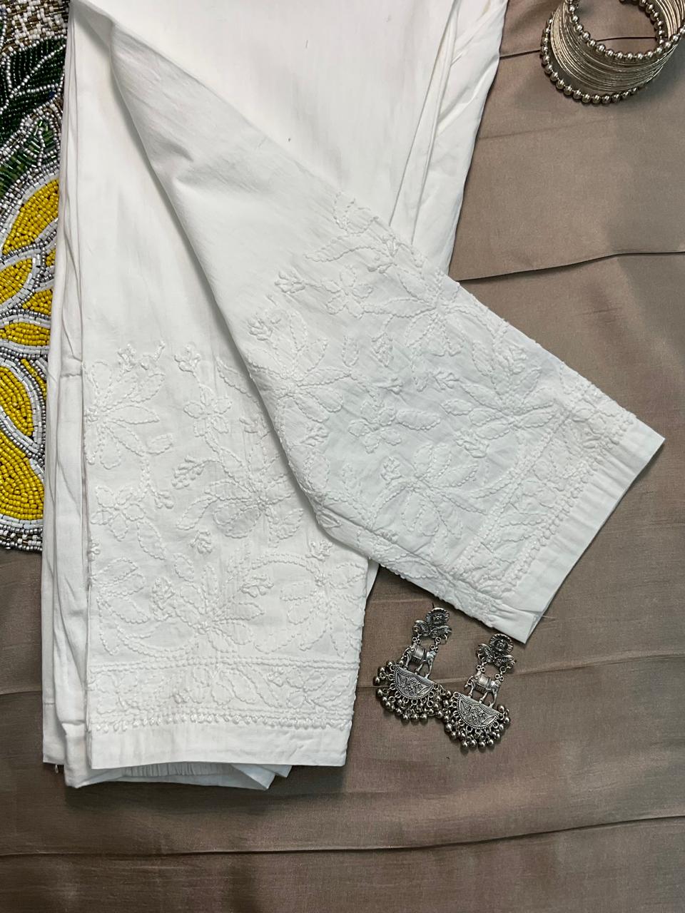 Noor Hand-Embroidered Cotton Stretch Pants