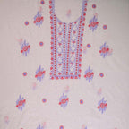 White & Brick Red Mal Chanderi Dress