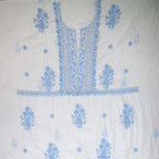 White Pastel Blue Mal Chanderi Dress Material