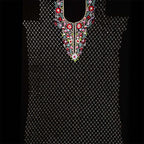 Rich Black Mukaish Viscose Parsi Work