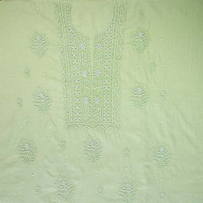 Light Moss Green Mal Chanderi Dress Material