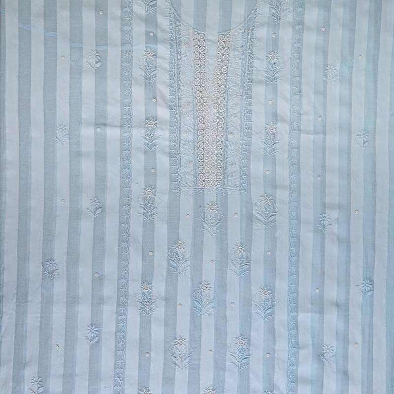 Pastel Blue Mal Chanderi Dress Material