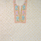 White with Yellow Pure Organza Parsi Work