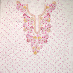 Albaster White With Pink Pure Organza Parsi Work