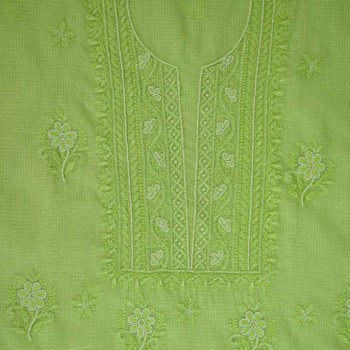 Kota Pearl Work Chikankari Dress Material & Dupatta Set Green