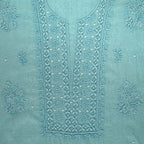 Steel Teal Mal Chanderi Dress Material