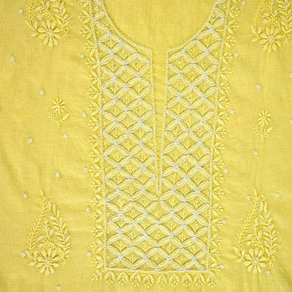 Maize Yellow Mal Chanderi Dupatta Set  | Embroidery | Cutdana Work