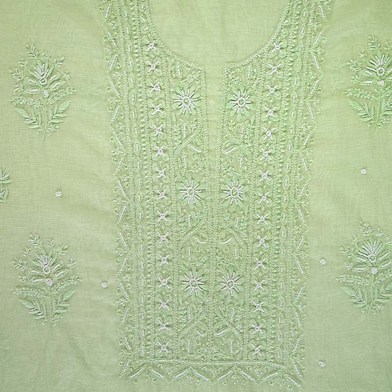 Light Moss Green Mal Chanderi Dress Material