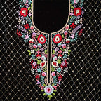 Rich Black Mukaish Viscose Parsi Work