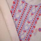 White & Brick Red Mal Chanderi Dress