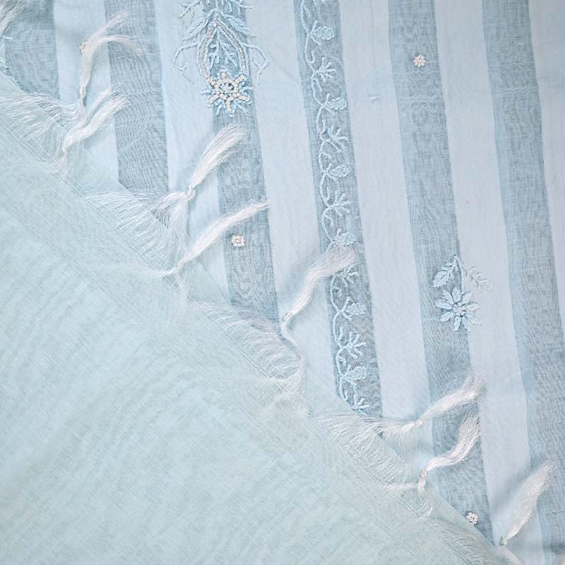 Pastel Blue Mal Chanderi Dress Material