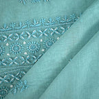 Steel Teal Mal Chanderi Dress Material