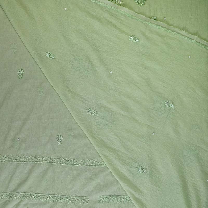 Light Moss Green Mal Chanderi Dress Material