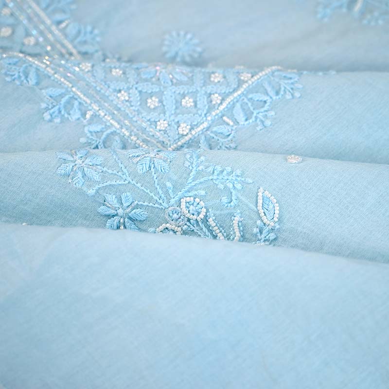 Beau Blue Mal Chanderi Dress Material