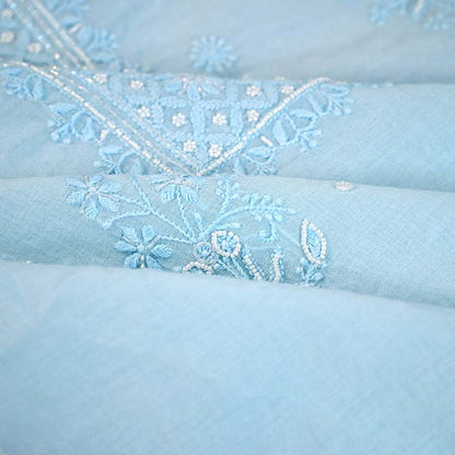Beau Blue Mal Chanderi Dress Material