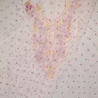 Albaster White With Pink Pure Organza Parsi Work