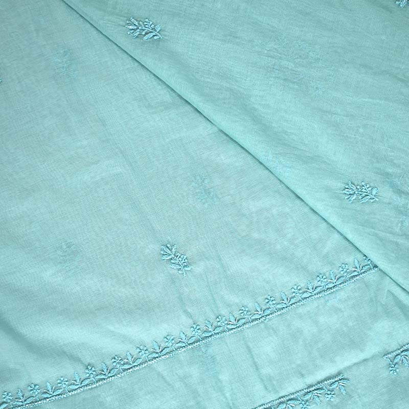 Steel Teal Mal Chanderi Dress Material