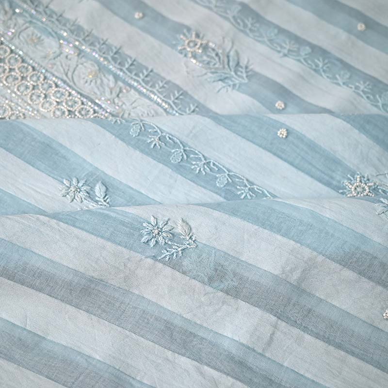 Pastel Blue Mal Chanderi Dress Material