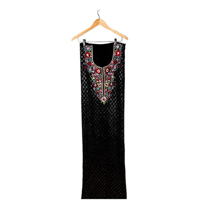 Rich Black Mukaish Viscose Parsi Work