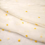 White with Yellow Pure Organza Parsi Work