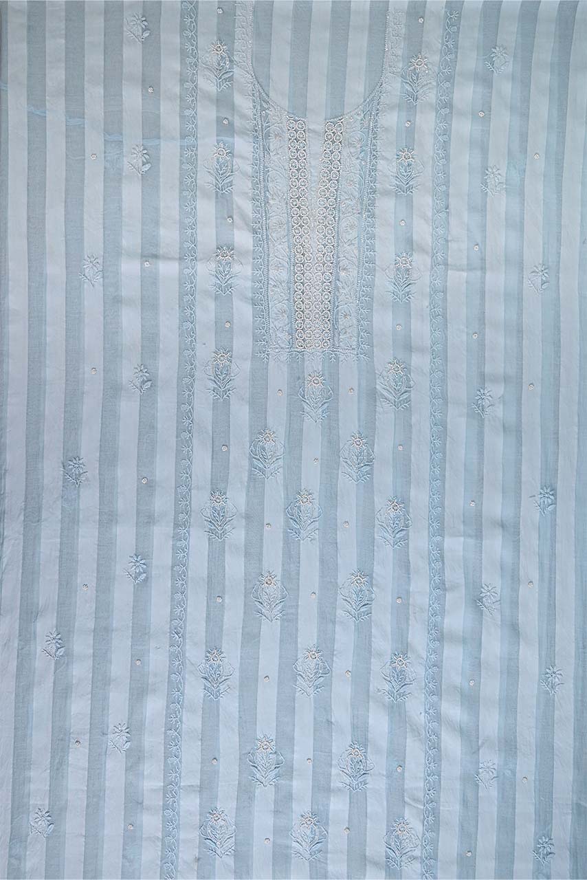 Pastel Blue Mal Chanderi Dress Material