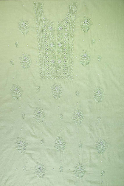 Light Moss Green Mal Chanderi Dress Material