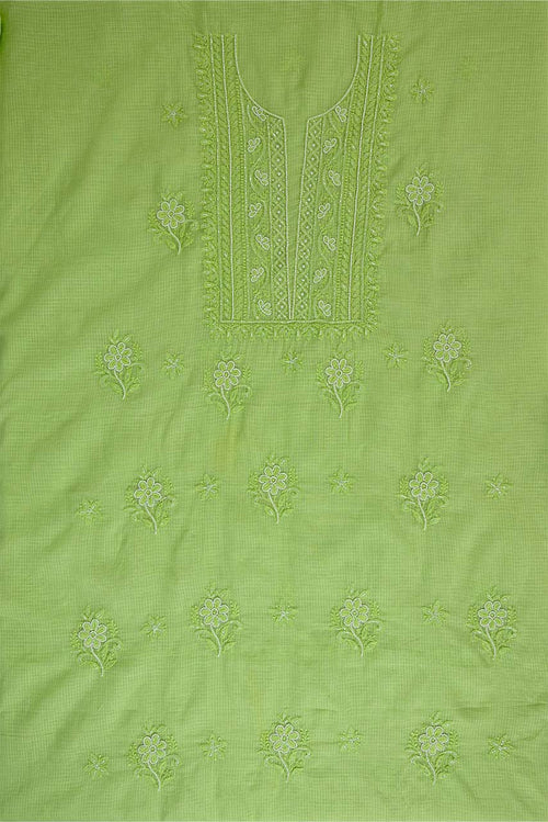 Kota Pearl Work Chikankari Dress Material & Dupatta Set Green