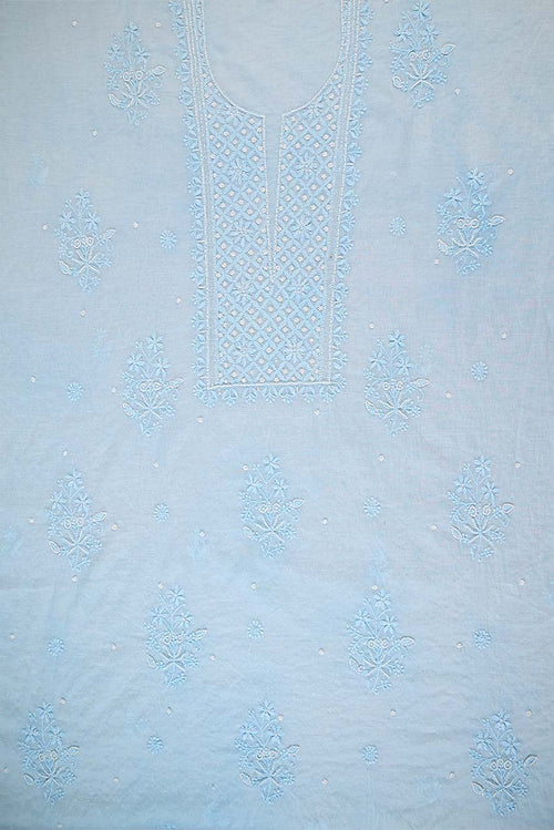 Beau Blue Mul Chanderi Dress Material