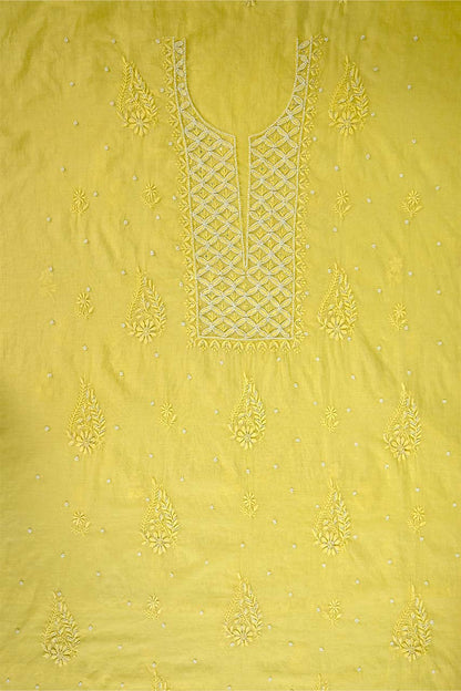 Maize Yellow Mal Chanderi Dupatta Set  | Embroidery | Cutdana Work