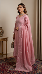 Rosy Brown Mul Chanderi Dress Material