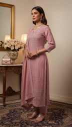 Rosy Brown Mul Chanderi Dress Material