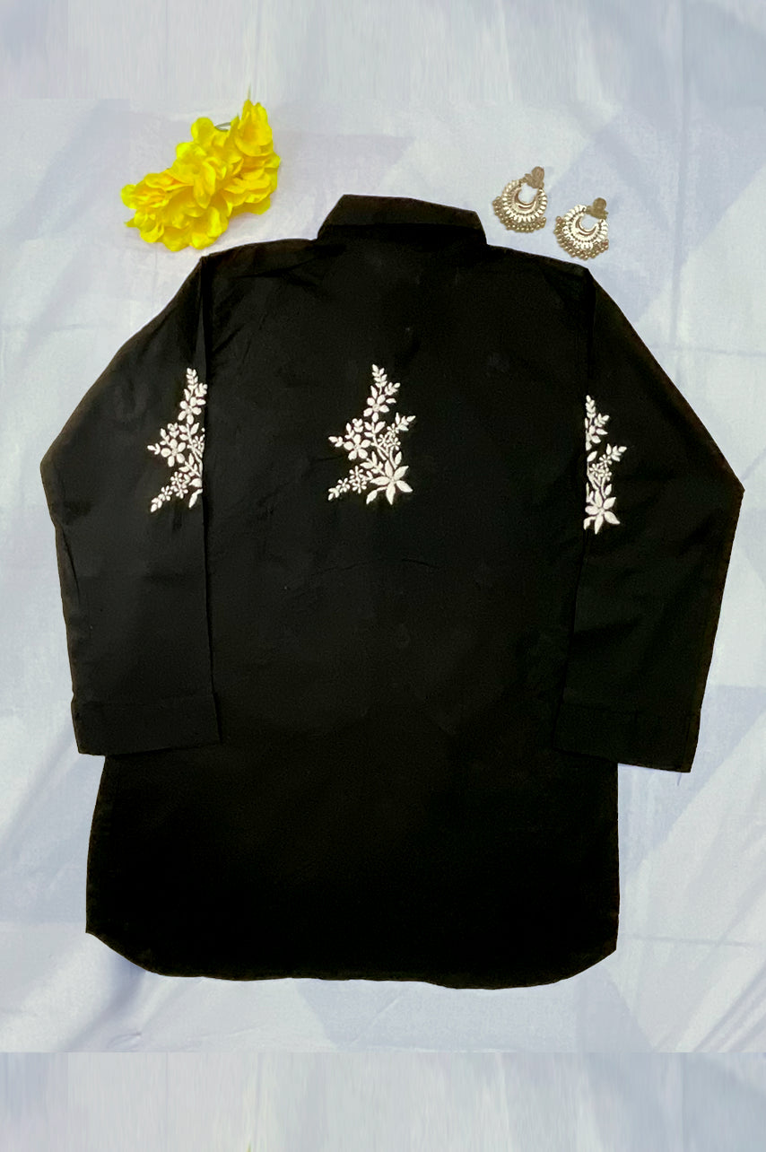 NOOR-E-ISHQ Chikankari Shirt black