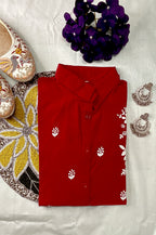 NOOR-E-ISHQ Chikankari Shirt Red