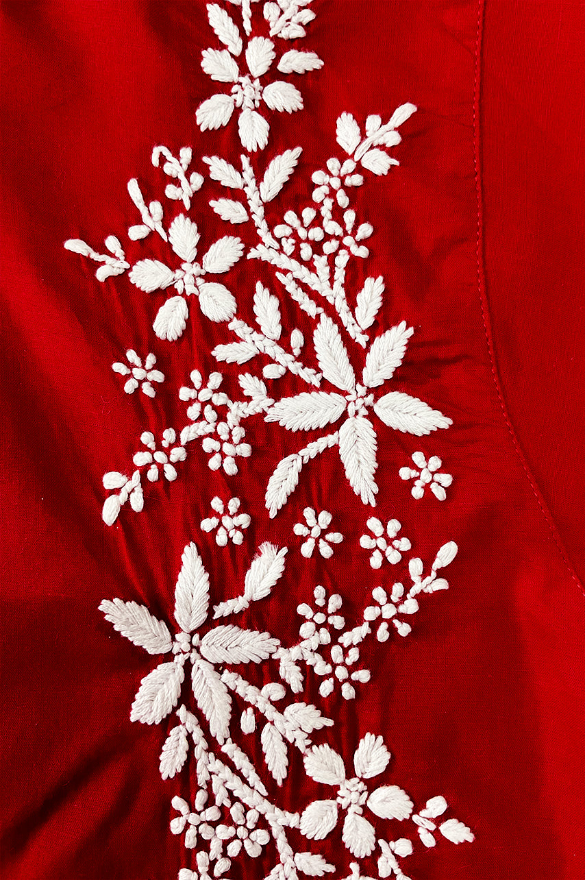 NOOR-E-ISHQ Chikankari Shirt Red